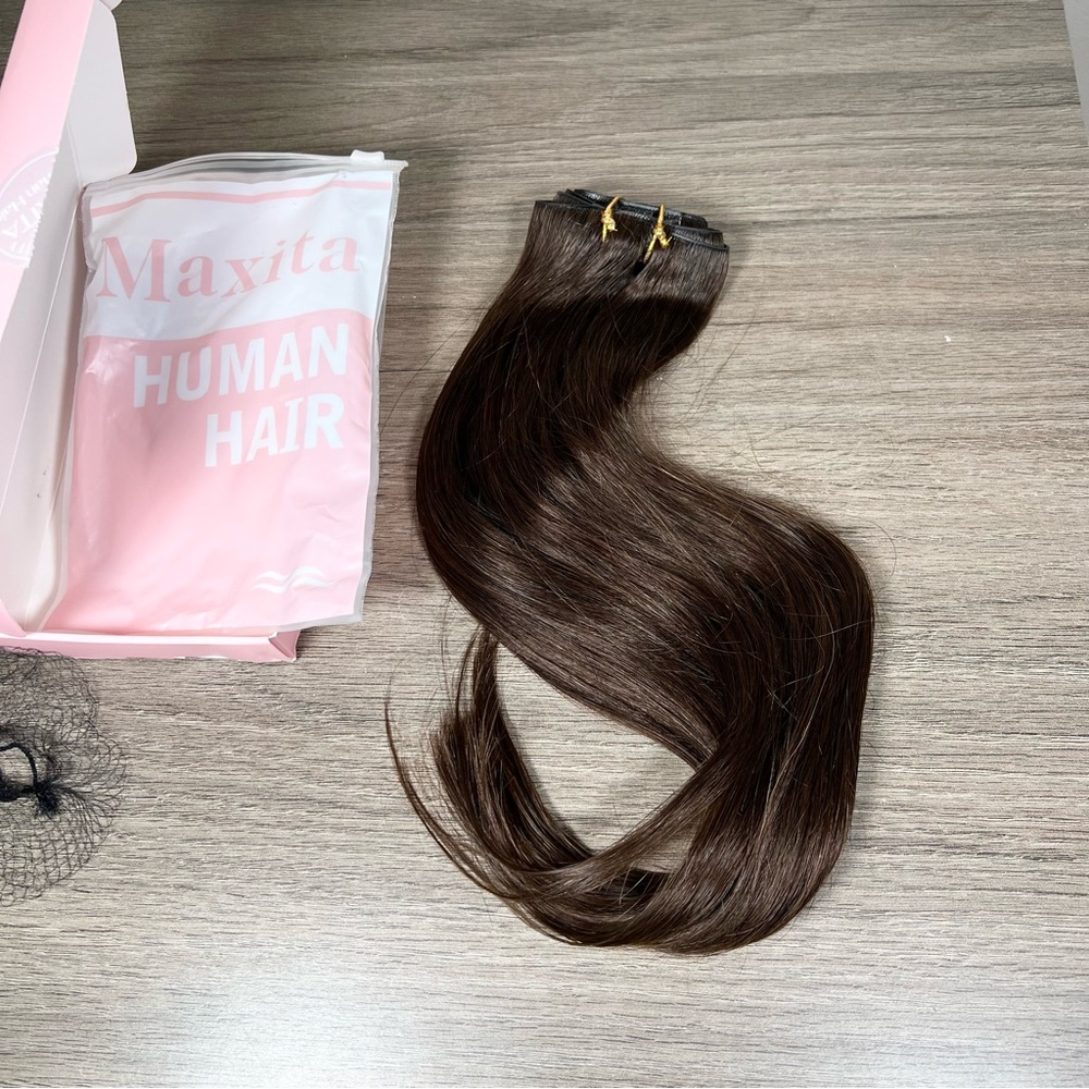 Maxita Chocolate Brown Remy Human Hair Seamless Clip In Hair Extensions - Picture 7 of 12